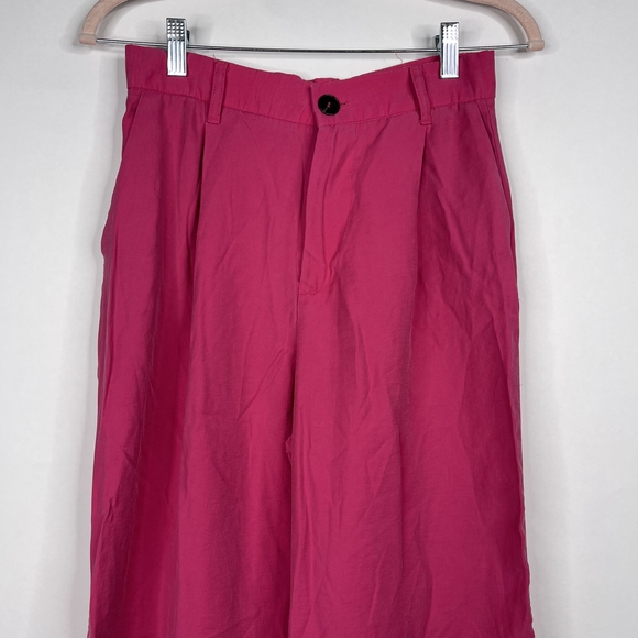 2/$30 ZARA High Waisted Wide Leg Pants Small Fuchsia Darted Full Length #7178 - Picture 6 of 15